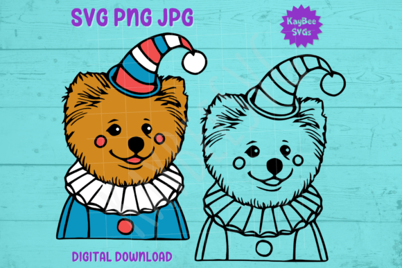 Download Pomeranian Dog Clown SVG PNG JPG - Clown svg Collection